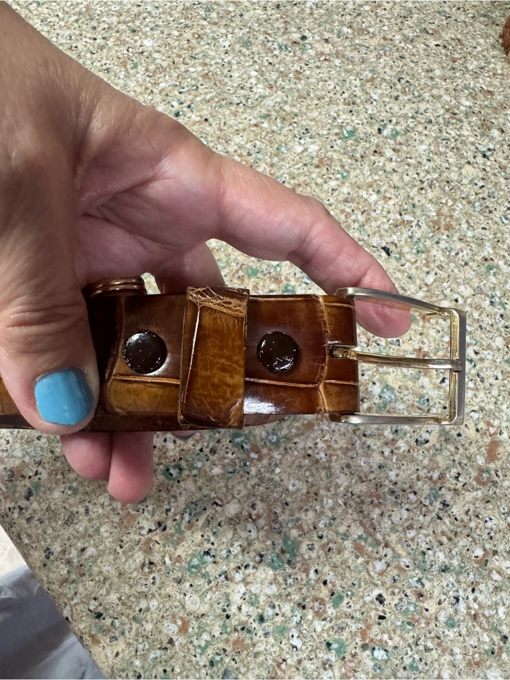 Unbranded Croc-Embossed Leather Belt in Warm Brown some wear size 40 - Picture 4 of 9